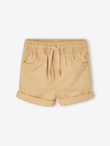 Twill Shorts with Elasticated Waistband, for Baby Boys cappuccino+terracotta 