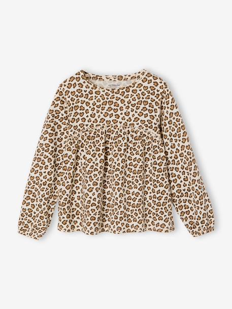 Printed Top for Girls beige+ecru+grey green 
