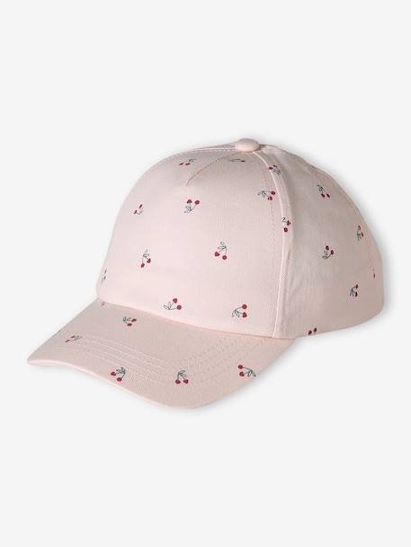 Cotton Cap with Cherry Pattern for Girls pale pink 