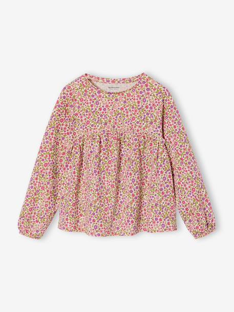 Printed Top for Girls beige+ecru+grey green 