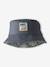 Reversible patterned cotton bucket hat for boys grey blue 