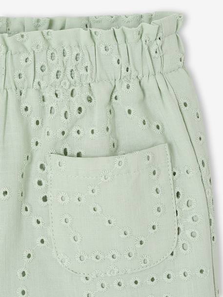Broderie Anglaise Trousers for Baby Girls aqua green 