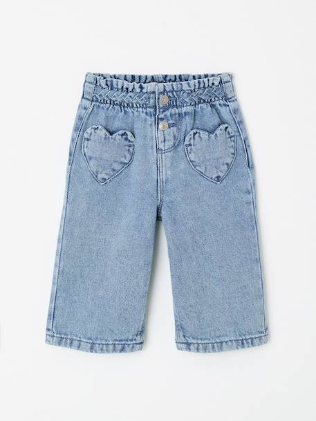 Girl's jeans with heart pockets double stone 