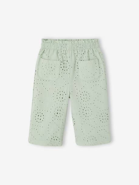 Broderie Anglaise Trousers for Baby Girls aqua green 