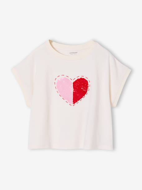 T-Shirt with Sequinned Motif, for Girls aqua green+ecru+lilac 