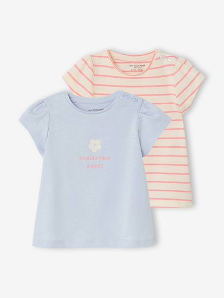 Fancy T-Shirt for Baby Girls light blue+rose 