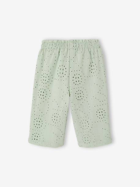 Broderie Anglaise Trousers for Baby Girls aqua green 
