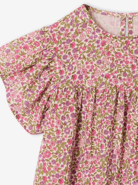 Cotton Gauze Dress with Floral Print, for Girls beige+pale pink+printed beige+rose+vanilla 