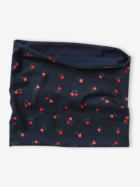 Printed Snood for Girls navy blue 