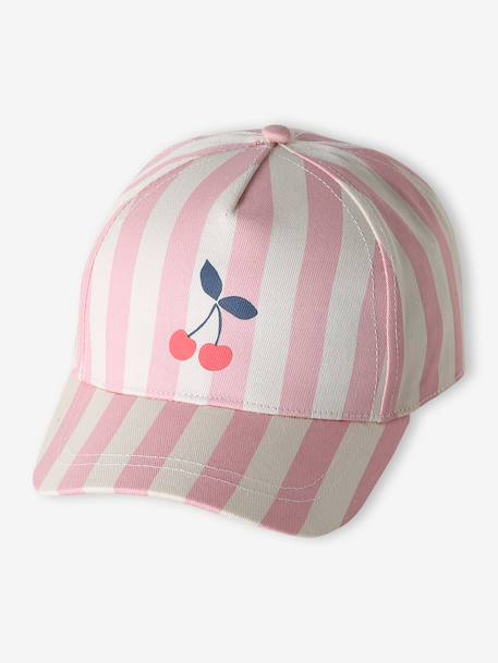 Striped Cotton Cap for Girls rose 