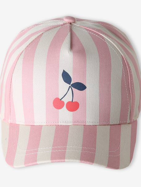 Striped Cotton Cap for Girls rose 