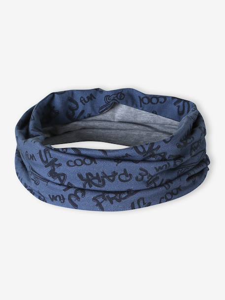 Printed snood for boys medium blue 