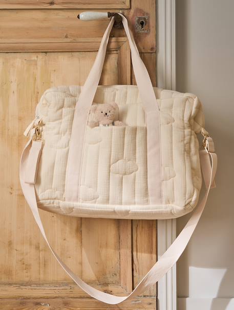24-hour bag MAMA TEDDY cappuccino+ecru+printed white+white 