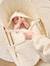 Carrycot Liner in Cotton Gauze grey blue+printed beige+white 