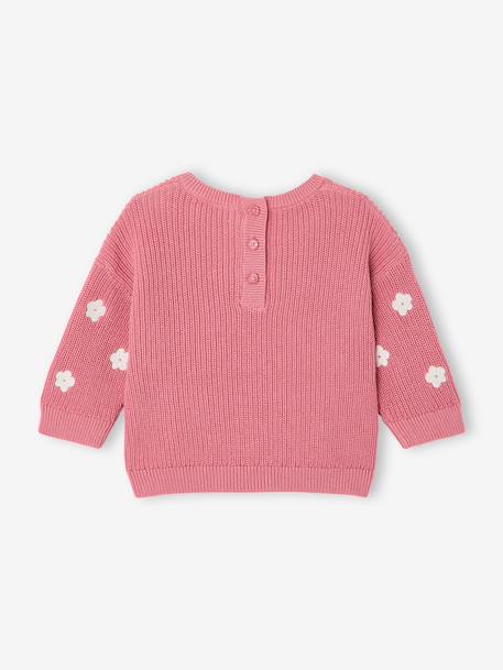 Embroidered baby top old rose+vanilla 