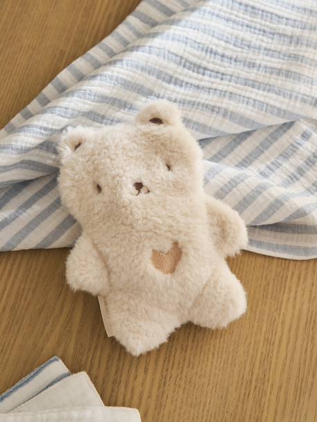 Cuddly Toy Hot Water Bottle ecru+navy blue+pecan nut 