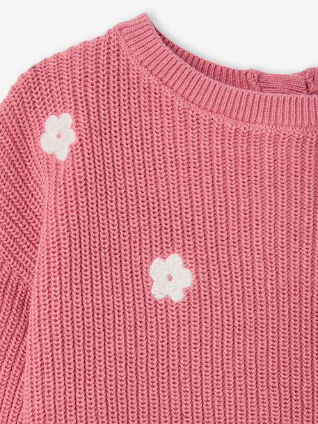 Embroidered baby top old rose+vanilla 
