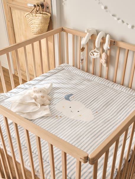 Cotton Muslin Blanket / Play Mat, IN THE CLOUDS striped blue 