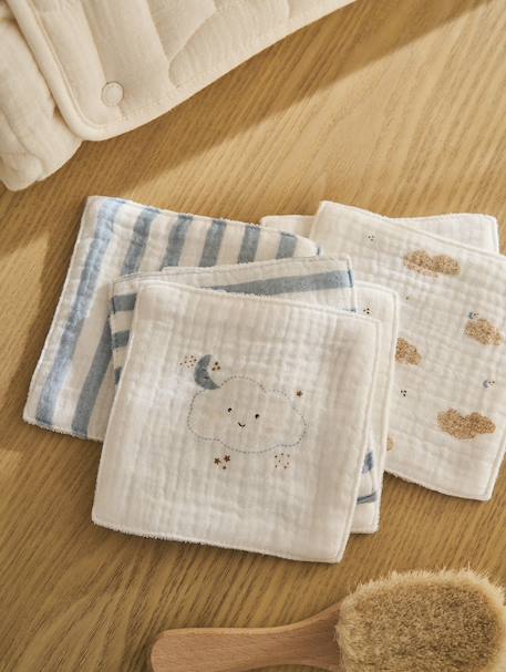 Pack of 6 Washable Wipes printed white+white 