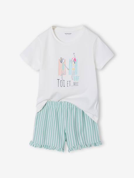 Pack of 2 girls' pyjama shorts ecru 