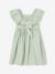 Cotton Gauze Occasion Wear Dress with Broderie Anglaise Sleeves, for Girls pale pink+sage green 