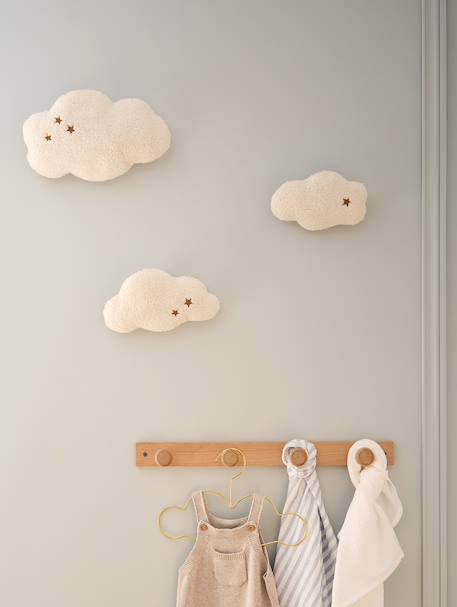 Pack of 3 cloud wall decorations beige 