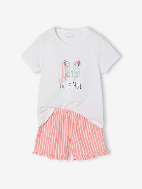 Pack of 2 girls' pyjama shorts ecru 