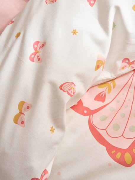 Duvet Cover & Pillowcase Set with Recycled Cotton, FLIGHT printed pink 