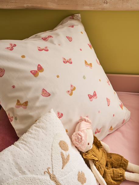 Duvet Cover & Pillowcase Set with Recycled Cotton, FLIGHT printed pink 