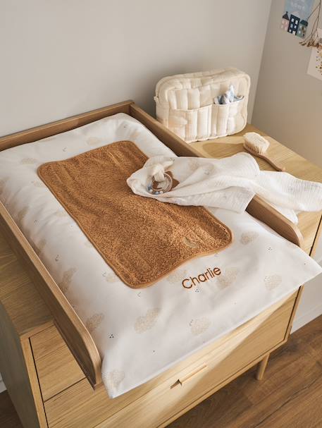 Changing mat and 2 customisable changing floor mattresses IN THE CLOUDS printed white 