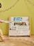 Textile and wood book storage printed beige+printed white 