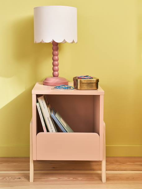 Bedside Table for Kids, Rétro Theme pale pink+WHITE LIGHT SOLID 