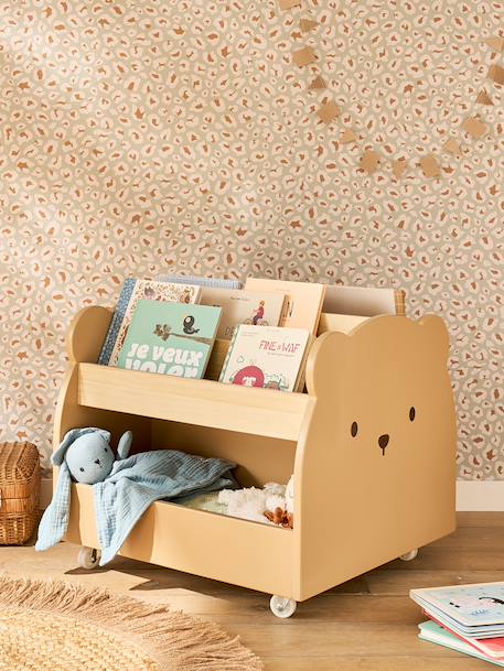 Bear bookshelf on wheels for kids mocha 