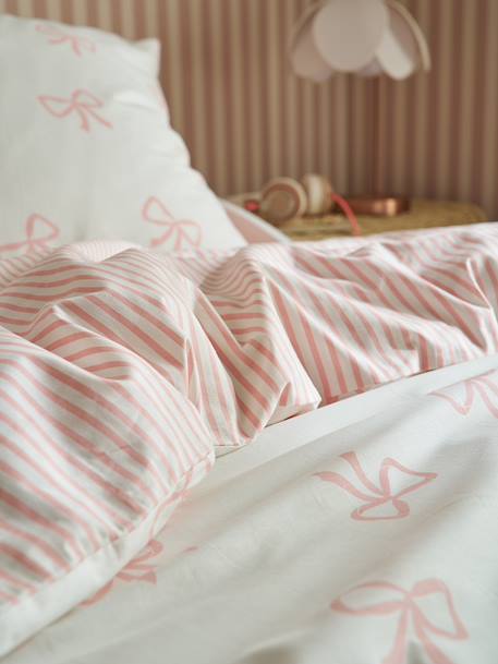 Duvet cover and pillowcase SET with recycled cotton printed pink 
