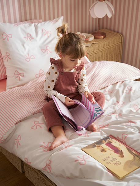 Duvet cover and pillowcase SET with recycled cotton printed pink 