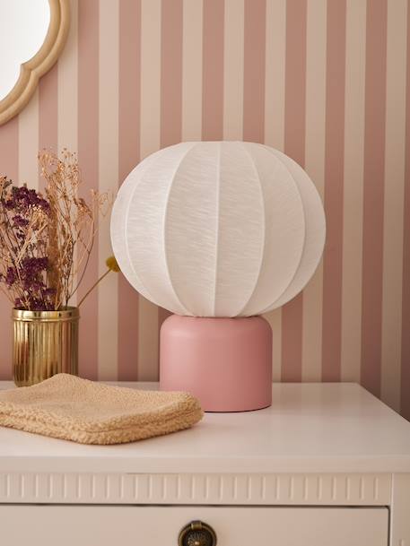 Ball-shaped table lamp with metal base rose+sage green 