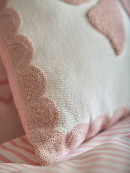 Cushion with scalloped trim ecru 