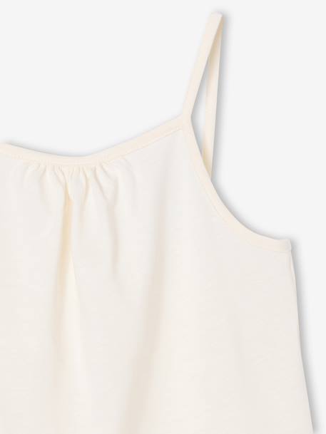 Pack of 3 Basics Tops with Thin Straps, for Girls ecru+raspberry pink+sage green 