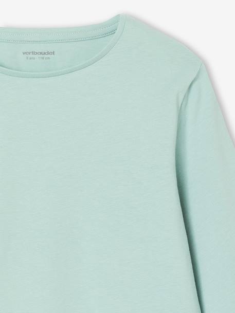 Pack of 3 long-sleeved girls' fancy t-shirts anthracite+coral+ecru+grey blue+indigo+mauve+rose 
