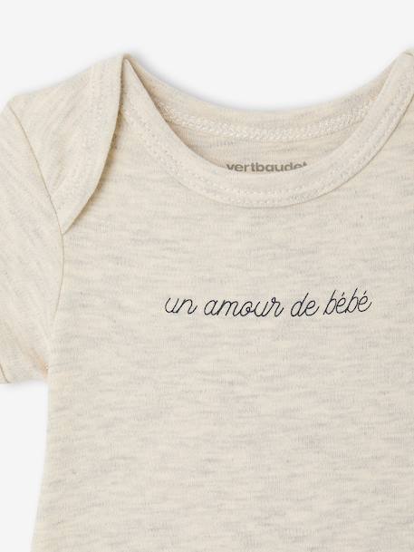 Pack of 5 short-sleeved baby bodysuits ecru 