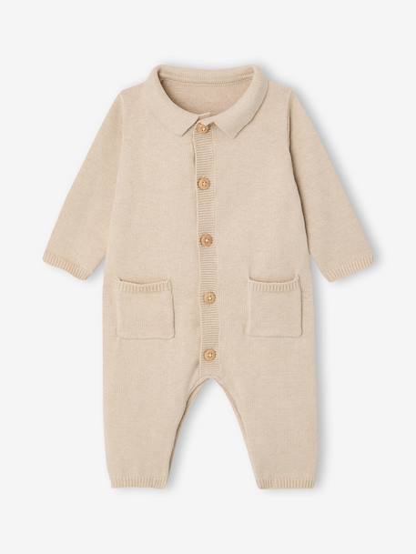 Bandana Bib & Sleepsuit Set for Boys marl beige 