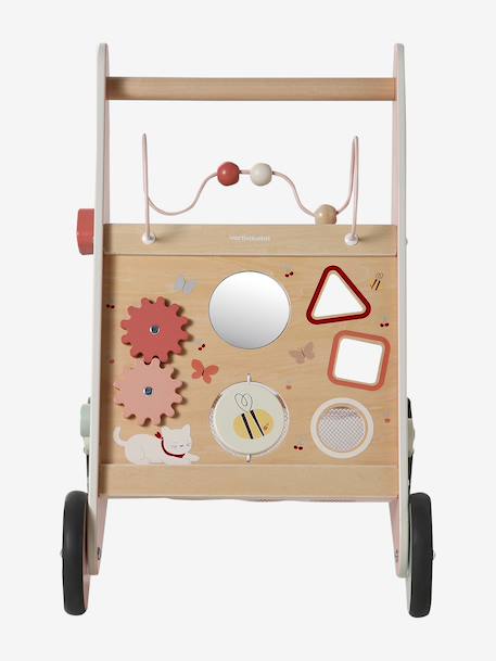Baby Walker in FSC®100% Wood with Brakes, GREEN FOREST red+yellow 
