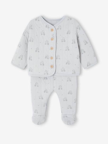 Quilted Set for Newborns aqua green+rose 