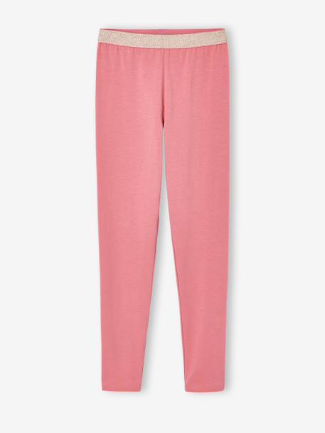 Leggings with Iridescent Waistband for Girls Black/Black+Dark Blue+marl grey+old rose 