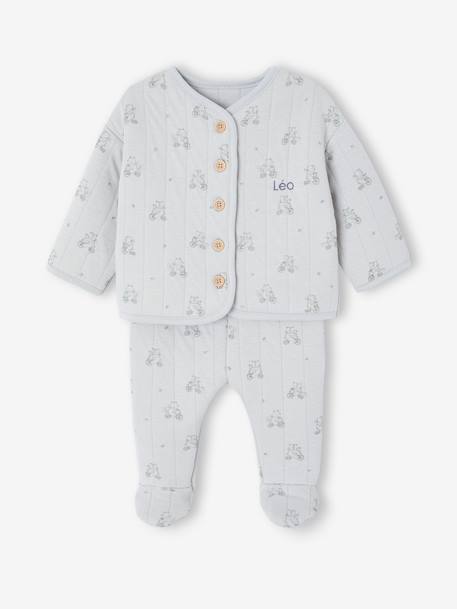 Quilted Set for Newborns aqua green+rose 