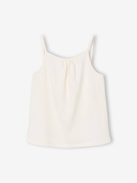 Pack of 3 Basics Tops with Thin Straps, for Girls ecru+raspberry pink+sage green 