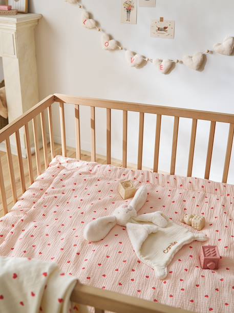 Floor mattress / Play mat in cotton muslin MON COEUR printed pink 