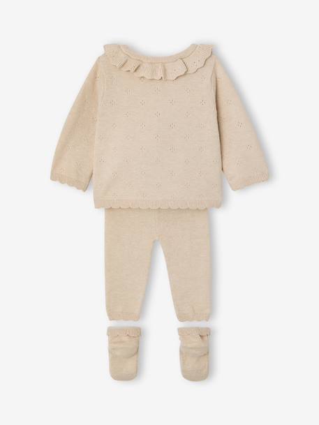3-Piece Knitted Set for Baby Girls marl beige 