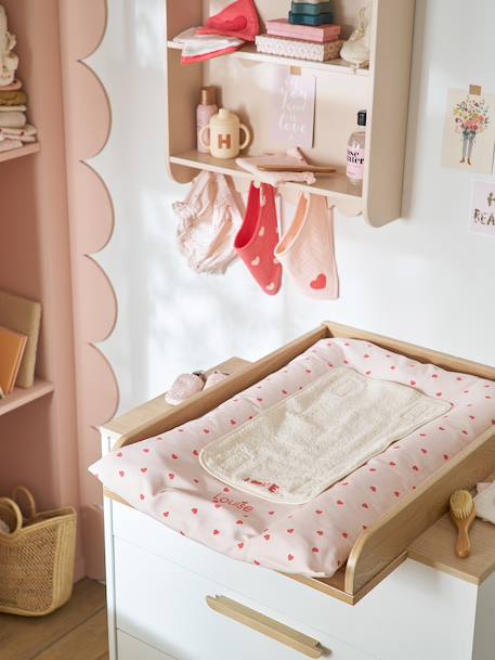 Changing Mat + 2 Changing Pads, MY HEART printed pink 