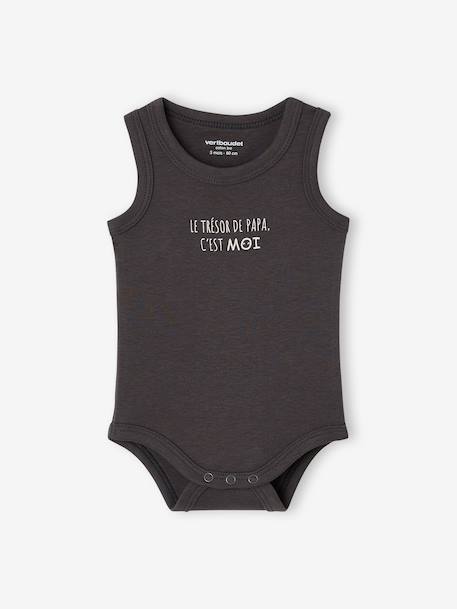 Pack of 2 organic cotton boy's bodysuits anthracite 